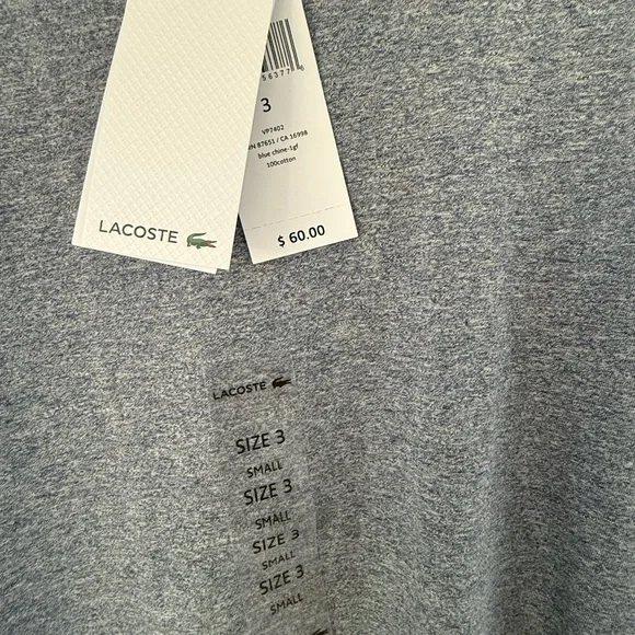 Lacoste Men's V-Neck Tee Size 3 - Picture 4 of 5
